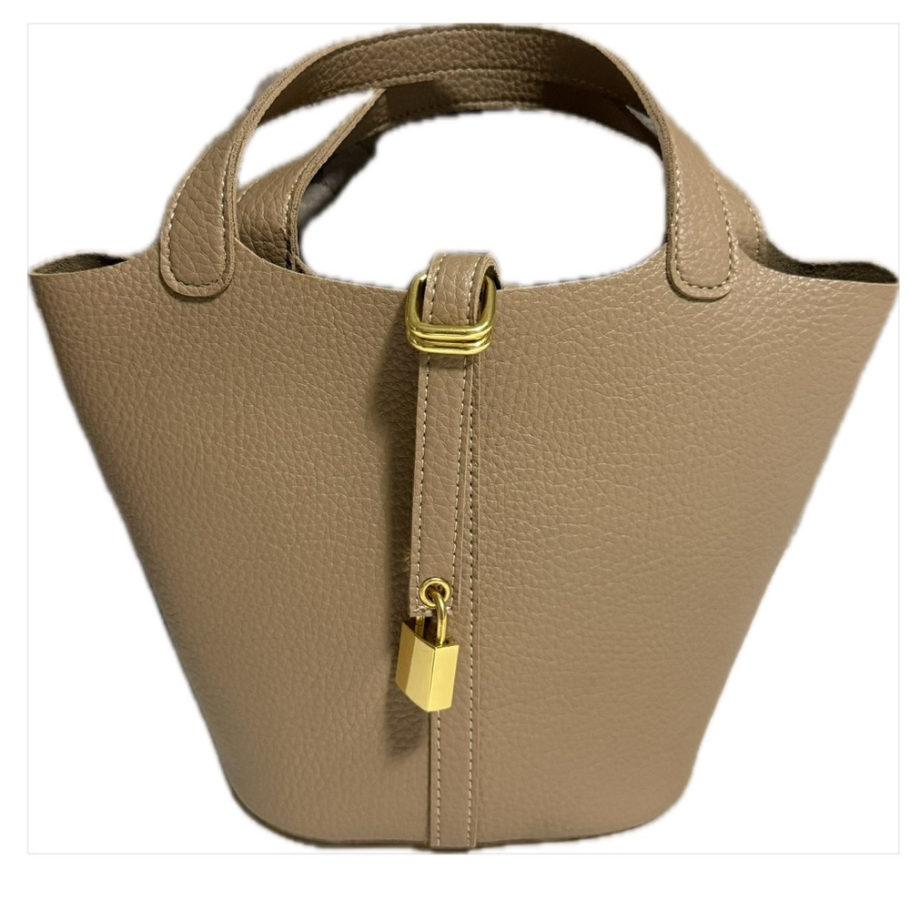 Designer inspired leather handbag | beige/ brown/ tan